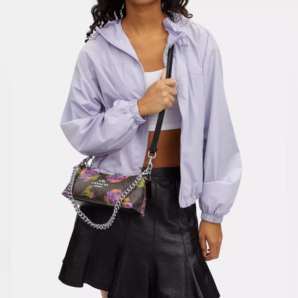 COACH Charlotte Signature C Rose Print Coated Canvas 2-Way Shoulder/Cros… - Picture 8 of 8